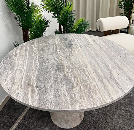 SİLVER - Silver Traverten Yemek Masası