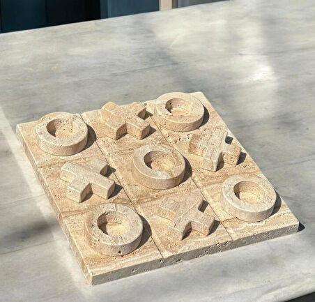 Doğal Mermer X0X Oyun Takımı | Tic Tac Toe Game | 20*20cm | XOX |
