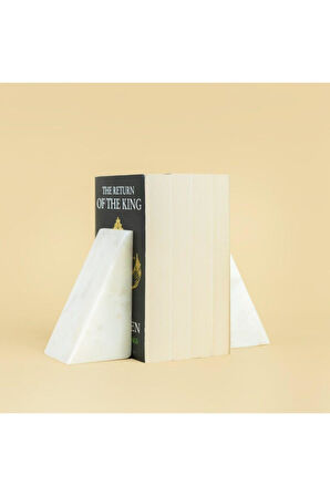 Beyaz Mermer Kitap Tutucu 2li 10*12 Cm