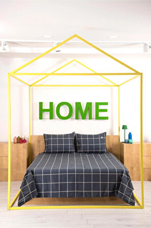 Benetton Gri Çizgili Tek Kişilik Nevresim Takımı