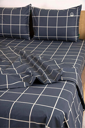 Benetton Gri Çizgili Tek Kişilik Nevresim Takımı