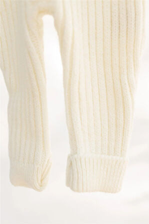 Triko Bereli Tulum Bebek Set Ekru