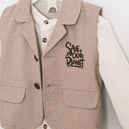 Joy Yelekli Erkek Takım Kahverengi