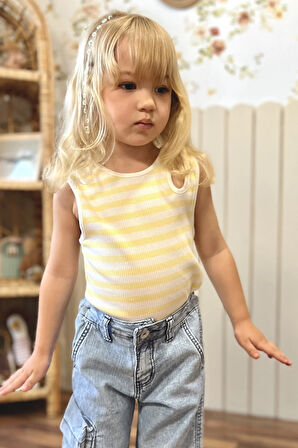 Fitilli Kız Çocuk Kolsuz Bluz Sarı