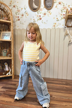 Fitilli Kız Çocuk Kolsuz Bluz Sarı