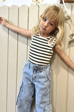 Fitilli Kız Çocuk Kolsuz Bluz Yeşil