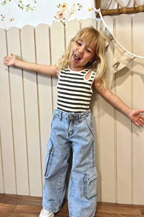 Fitilli Kız Çocuk Kolsuz Bluz Yeşil