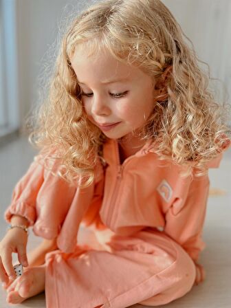 İspanyol Paça Kız Eşofman Takımı Somon