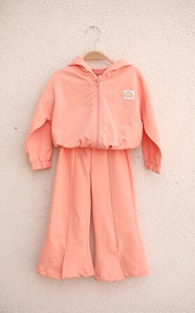 İspanyol Paça Kız Eşofman Takımı Somon