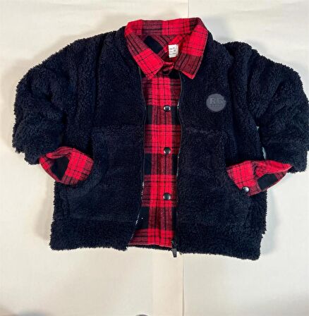 Kış Yünü Peluş Hırka Unisex Siyah