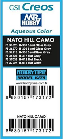 GUNZE NATO HILL 2 CAMO BOYA SETİ-6 ADET 10 ML.