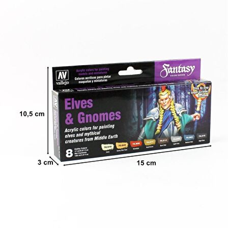 Vallejo 70242 8x17 ml. Elves & Gnomes, by Angel Giraldez, Model Color Serisi Model Boyası Seti