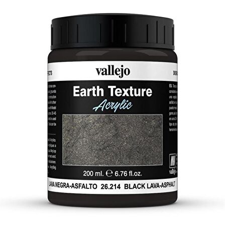 Vallejo 26214 200 ml. Black Lava, Diorama Toprak Dokusu Yapma Boyası