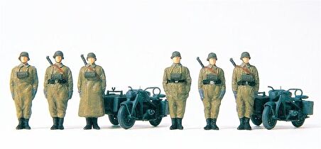 Preiser 16571 1/87 Ölçek Motorsikletli Asker Figürleri