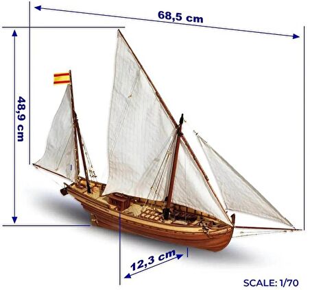 Occre 12001 1/70 Ölçek, San Juan Yelkenli Tekne Ahşap Model Kiti