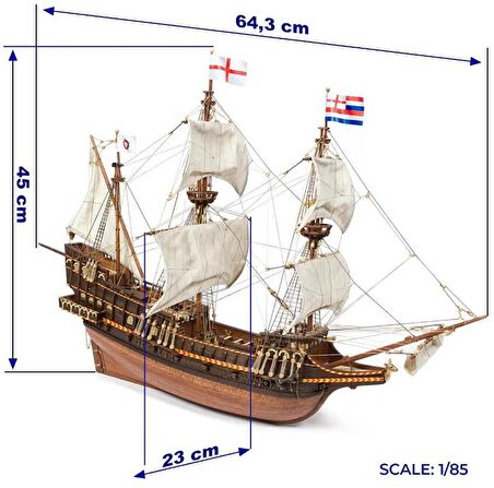 Occre 12003 1/85 Ölçek, Golden Hint Yelkenli Tekne Ahşap Model Kiti