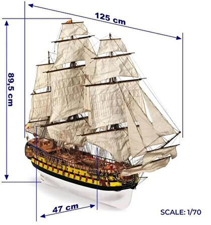 Occre 15004 1/70 Ölçek, San Ildefonso  Yelkenli Tekne Ahşap Model Kiti