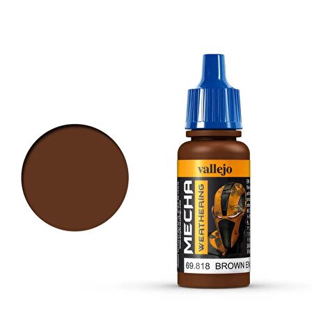 Vallejo 69818 17 ml. Brown Eng. Soot (Matt), Mecha Color Serisi Model Boyası