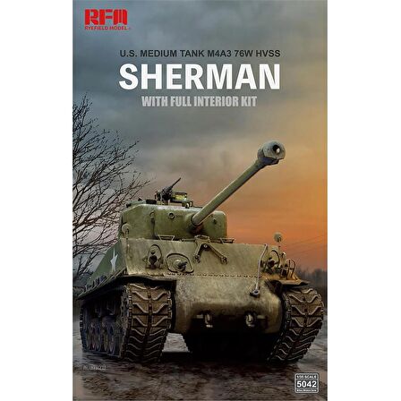 RFM 5042 1/35 Ölçek M4A3 76W HVSS Sherman Tankı, İç Detaylı, Plastik Model Kiti