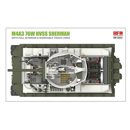 RFM 5042 1/35 Ölçek M4A3 76W HVSS Sherman Tankı, İç Detaylı, Plastik Model Kiti