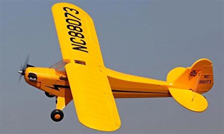 TopRC 067B Piper J3, Sarı, Brushless 700KV Motorlu, ESC, Işık Sistemi, Flaplı, Servolu, Kumandasız, Pilsiz Model Uçak