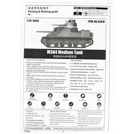I Love Kit 63518 1/35 Ölçek M3A4 Orta Sınıf Tankı,Plastik Model Kiti