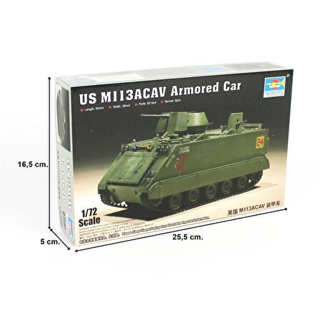 Trumpeter 07237 1/72 Ölçek  M113ACAV Zırhlı Personel Taşıyıocı, Plastik Model Kiti