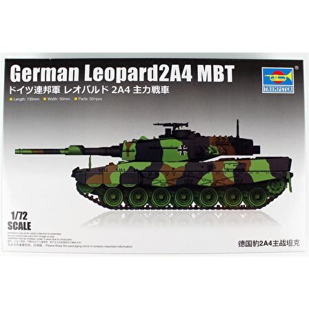 Trumpeter 07190 1/72 Ölçek Alman Leopard 2A4 Ana Muharebe Tankı, Plastik Model Kiti
