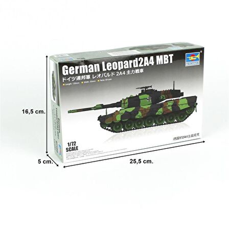 Trumpeter 07190 1/72 Ölçek Alman Leopard 2A4 Ana Muharebe Tankı, Plastik Model Kiti