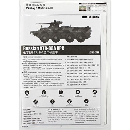 Trumpeter 01595 1/35 Ölçek Rus BTR-80A APC, Zırhlı Personel Taşıyıcı, Plastik Model Kiti
