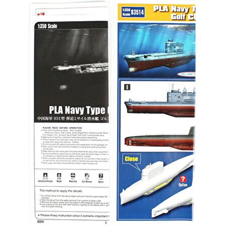 HobbyBoss 83514 1/350 Ölçek PLA Navy Type 031 Golf Class, Denizaltı Plastik Model Kiti