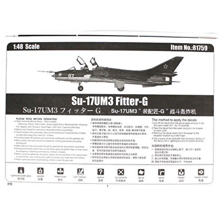 HobbyBoss 81759 1/48 Ölçek Su-17UM3 Fitter-G, Savaş Uçağı Plastik Model Kiti