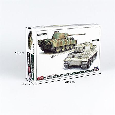 Hasegawa 30067 1/72 Ölçek, Tiger I ve Panther G Alman Ana Muharebe Tankları, (2 Adet Tank), Askeri Araç Model kiti