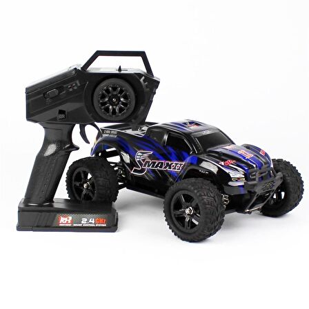 Remo 1635 1/16 Ölçek, 4WD Off Road Monster Truck (Smax) Mavi Kaportalı, Fırçasız Motorlu, 7.4V 1500Mah Li-Po Pilli, RC Model Ar