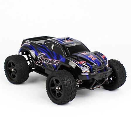 Remo 1635 1/16 Ölçek, 4WD Off Road Monster Truck (Smax) Mavi Kaportalı, Fırçasız Motorlu, 7.4V 1500Mah Li-Po Pilli, RC Model Ar