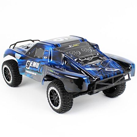 Remo 1022 1/10 Ölçek, 4WD Off Road Short Course (9EMU) Fırçalı Çift Motorlu, Mavi Kaportalı, RC Model Araç