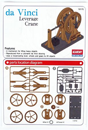 Academy 18175 Da Vinci Çıkrıklı Vinç Demonte Plastik Maketi