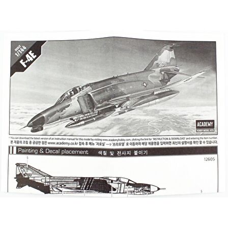 Academy 12605 1/144 Ölçek, U.S. Air Force F-4E Savaş Uçağı, Plastik Model Kiti