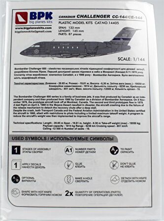 Big Planes Kits 14405 1/144 Ölçek, Canadair Challenger CC-144/CE-144 Yolcu Uçağı, Plastik Model Kiti