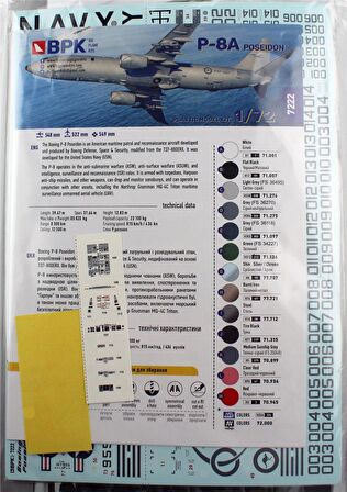 Big Planes Kits 7222 1/72 Ölçek,P-8A Poseidon Yolcu Uçağı, Plastik Model Kiti