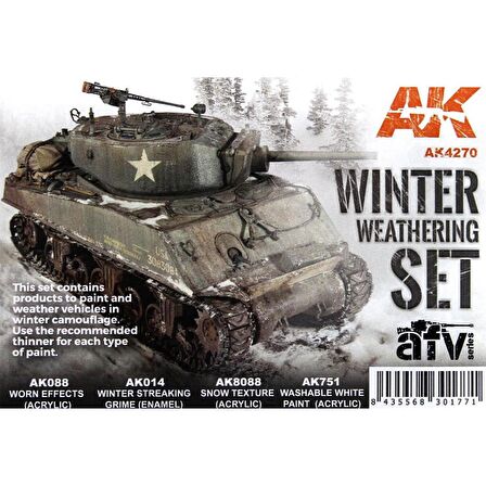 AK Interactive 4270 4 lü Kış Efekti, Model Boyası Seti