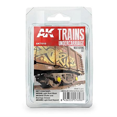 AK Interactive 7010 3x35 ml. Wagon Boji ve Tekerlek Eskitme Efekti, Enamel Model Boyası Seti