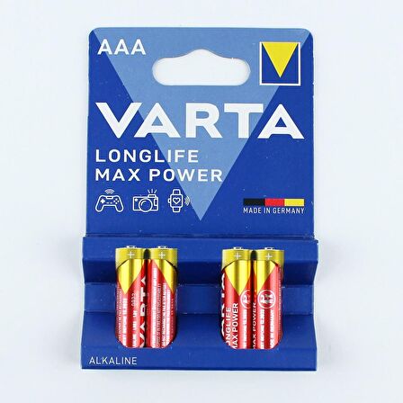 Varta 4703 AAA İnce Kalem Pil, Longlife Max Power Alkalin,  4 Adet