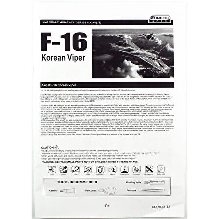 Kinetic K48153 1/48 KF-16U (ROKAF Viper) Savaş Uçağı, Plastik Model Kiti