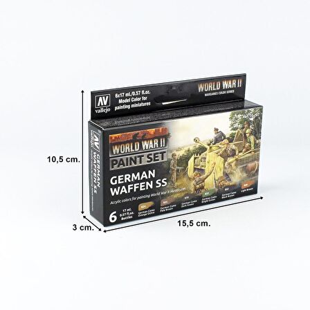 Vallejo 70207 6x17 ml. German Waffen SS, Model Color Serisi Model Boyası Seti