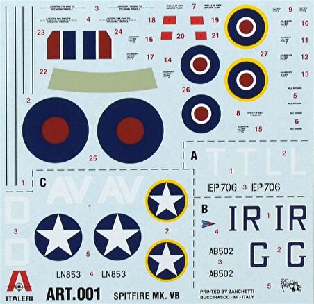 Italeri 0001S 1/72 Spitfire Mk.Vb Savaş Uçağı Demonte Plastik Maketi