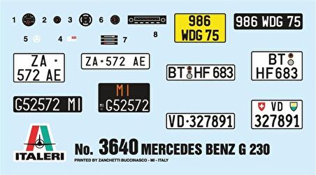 Italeri 3640S 1/24 Mercedes-Benz G230 Jeep Demonte Plastik Maketi