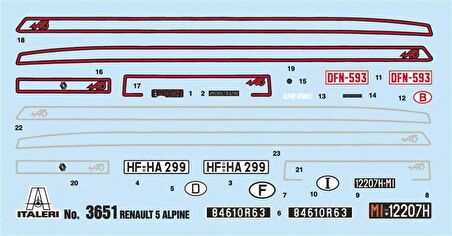 Italeri 3651S 1/24 Renault 5 Alpine Rally Arabası Demonte Plastik Maketi