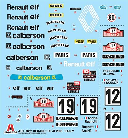 Italeri 3652S 1/24 Renault R5 Alpine Rally Arabası Demonte Plastik Maketi