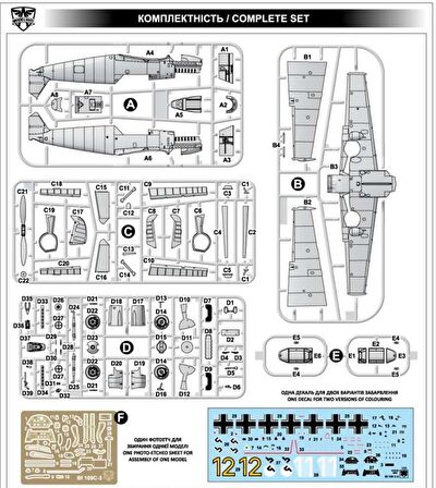 Modelsvit MSVIT4805 1/48 Messerschmitt BF-109 C-3 Avcı Uçağı Plastik Model Kiti